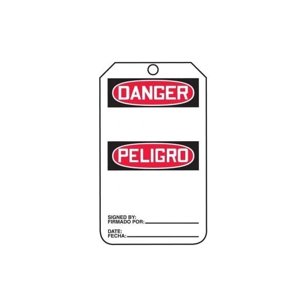 Accuform Safety Tags, DANGER BLANK BILINGUAL SPANISH-MEXICAN, 5.75in x 3.25in, RP-Plastic, 25PK TMS115PTP - main